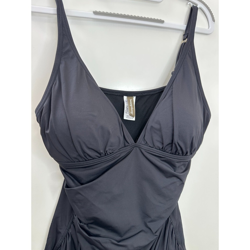Tommy Bahama Womens Black Ruched One Piece Swimsuit Tummy Control Size 14 - Picture 5 of 14